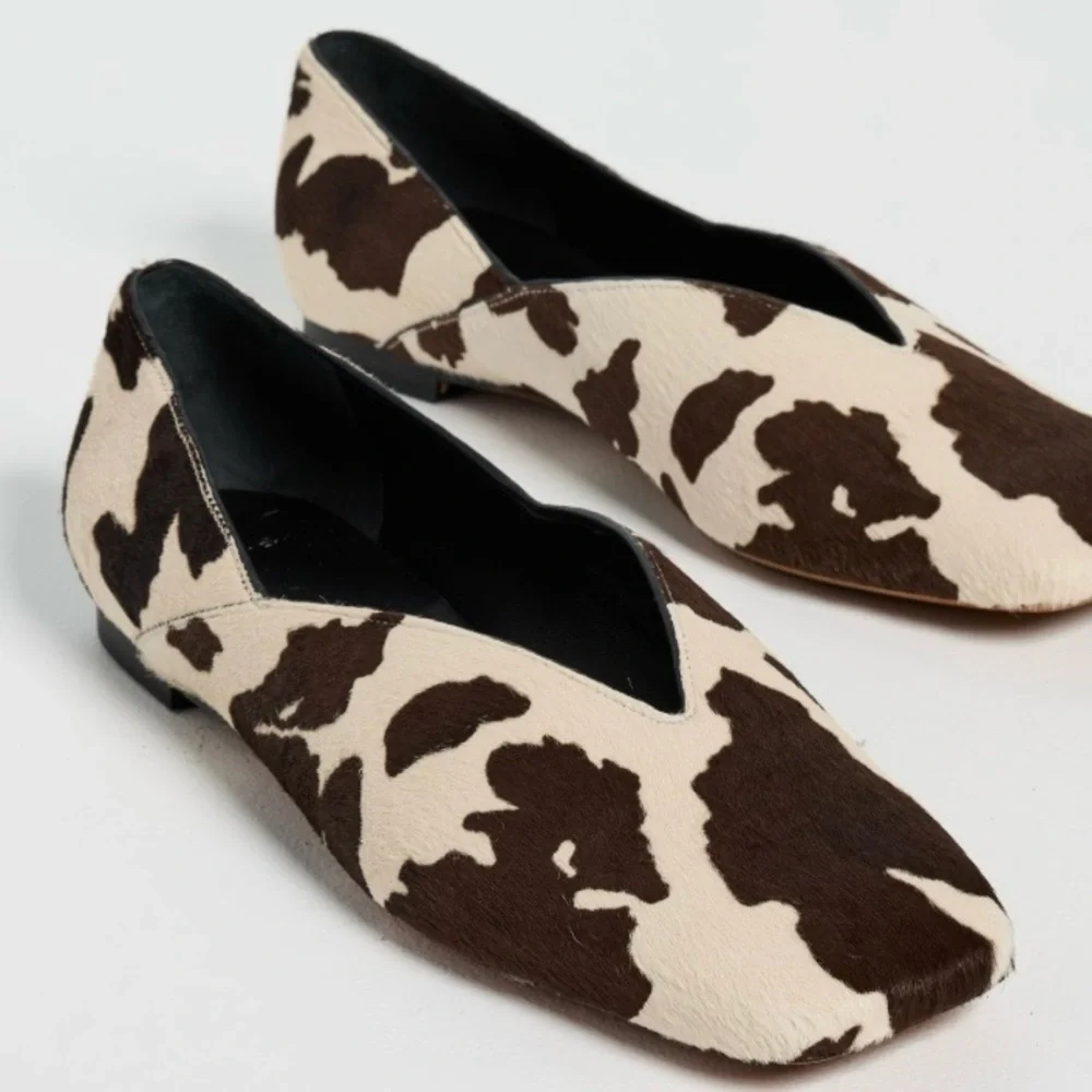 Vince Carmen Haircalf Flats | Cow Print | Size 6 | NWOB